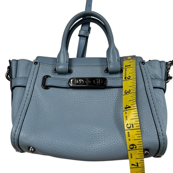 Coach NWOT Swagger Top Handle Crossbody Pebbled Leather Cloud Blue - Picture 6 of 16